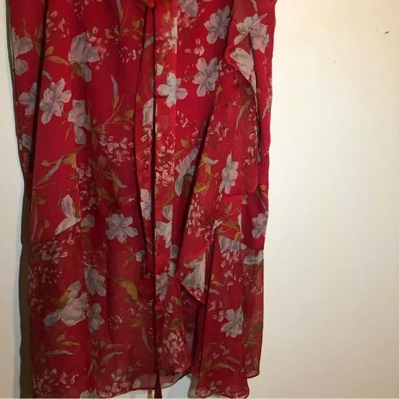 Vince Camuto Floral Wrap Midi/Maxi Skirt in Red; size 14W. - Picture 2 of 6